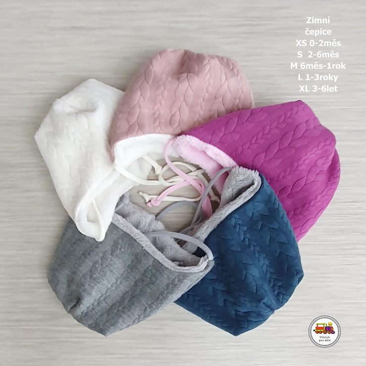 NOVINKA-Dětská zimní čepice Spark Copánky zavazovací vel.XS, S, M, L, XL