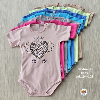 NOVINKA-Kojenecké body bavlněné krátký rukáv vel.104, 110, 116, 122, 128
