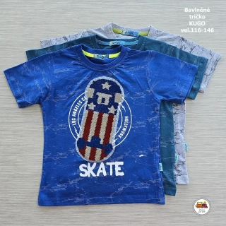 NOVINKA-Chlapecké tričko bavlněné Kugo ML-7164 SKATE vel.116, 122, 128, 134, 140, 146