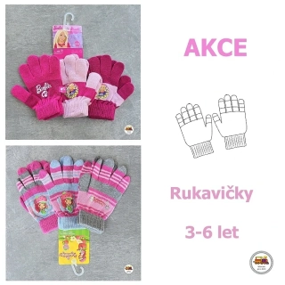 NOVINKA-Rukavice prstové úpletové růžové 3-6 let