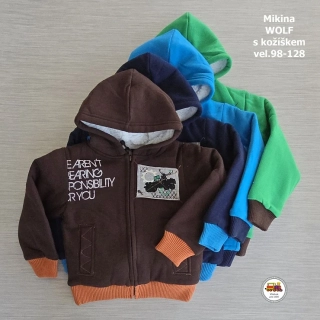 NOVINKA-Mikina kožíšková chlapecká Wolf M2062 vel. 98, 104, 110, 116, 122