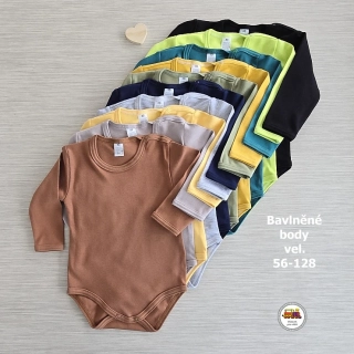 NOVINKA-Kojenecké body bavlněné Jednobarevné vel. 80, 86, 92, 98, 104, 110, 116, 122, 128