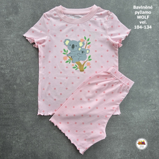 NOVINKA-Dívčí pyžamo letní Wolf S2663 Koala na světle růžové vel.104, 110, 116, 122, 128, 134